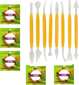 Art Clay with Resin Compound and Hardener Compound Air Dry Clay Easy Mixable for Art Craft Decorating Bottle Canvas Designing (Pack of 5, with 8 Pcs Modelling Tool)