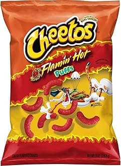 Cheetos Puffs Cheese Flavored Snacks Flamin' Hot Flavored 8 Oz