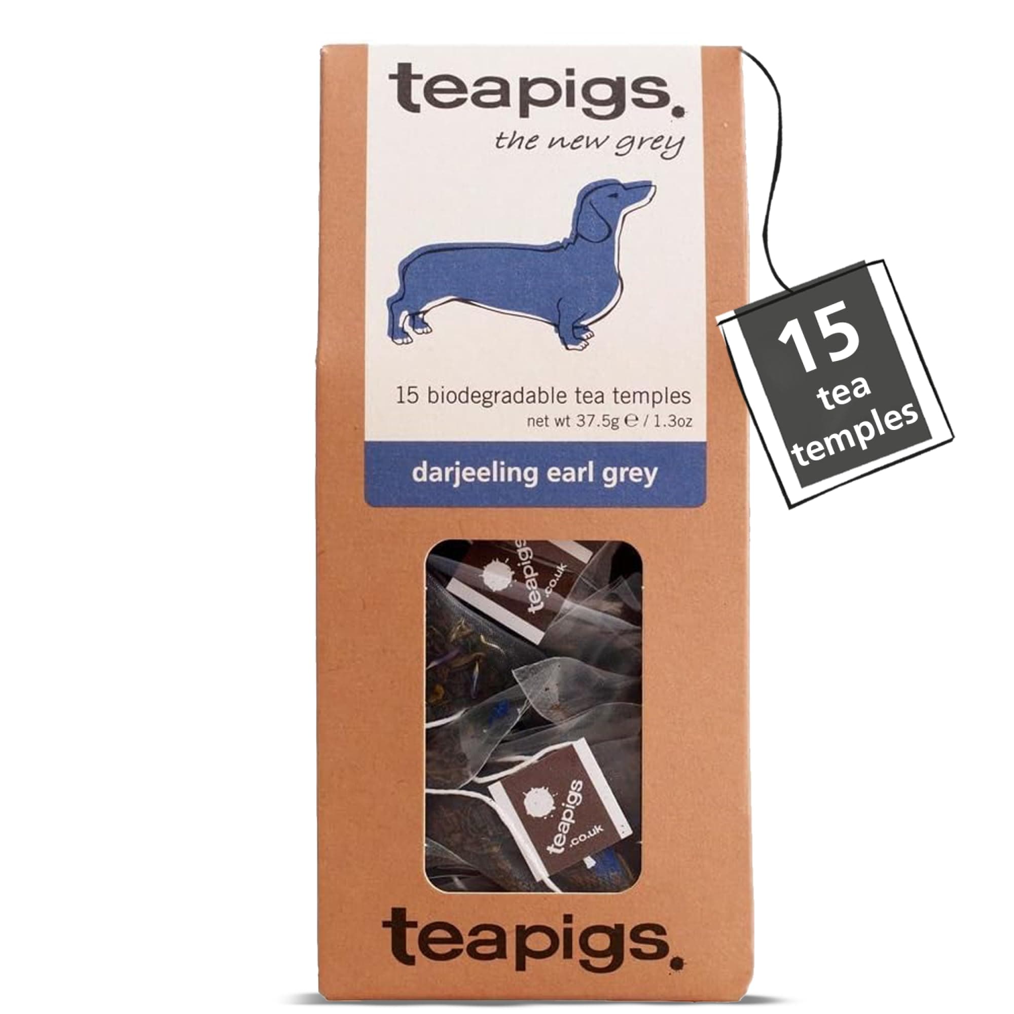 Darjeeling Earl Grey Tea Bags - Floral & Aromatic Blend with Bergamot & Citrus Notes - Caffeinated & Naturally Energising - 15 Biodegradable Tea Temples (1 Pack)
