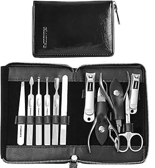 Manicure Kit, FAMILIFE Professional Manicure Set Nail Kit, 11 in 1 Stainless Steel Nail Clippers Set, with Portable Black Leather Travel Case Luxury Gifts for Him