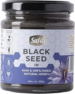 Black Seed Honey Immune Booster Organic Honey Raw Unprocessed Natural Kalonji Honey Unheated With No Added Sugar|For Nurturing Growing Children & Adults Natural, Unpasteurized, 250G Glass Jar