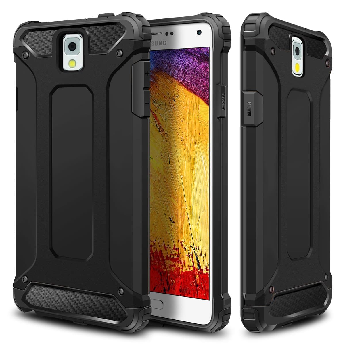 WOLLONY Galaxy Note 3 Case, Rugged Hybrid Dual Layer Hard Shell Armor Protective Back Case Shockproof Cover for Galaxy Note 3 Case - Slim Fit - Heavy Duty - Impact Resistant Bumper(Black)