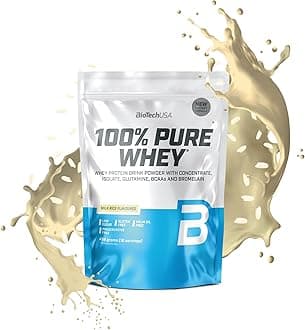BioTechUSA 100% Pure Whey | Protein Powder with BCAA and Glutamine | Gluten-Free, Palm Oil Free | 21g Protein per Serving, 454 g, Milk Rice