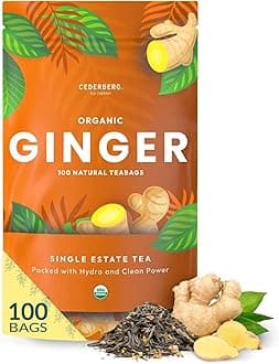 - Organic Ginger Tea — 100 Tea Bags | Organic Herbal Tea From Single Origin | Eco-Friendly | Non-GMO Caffeine Free