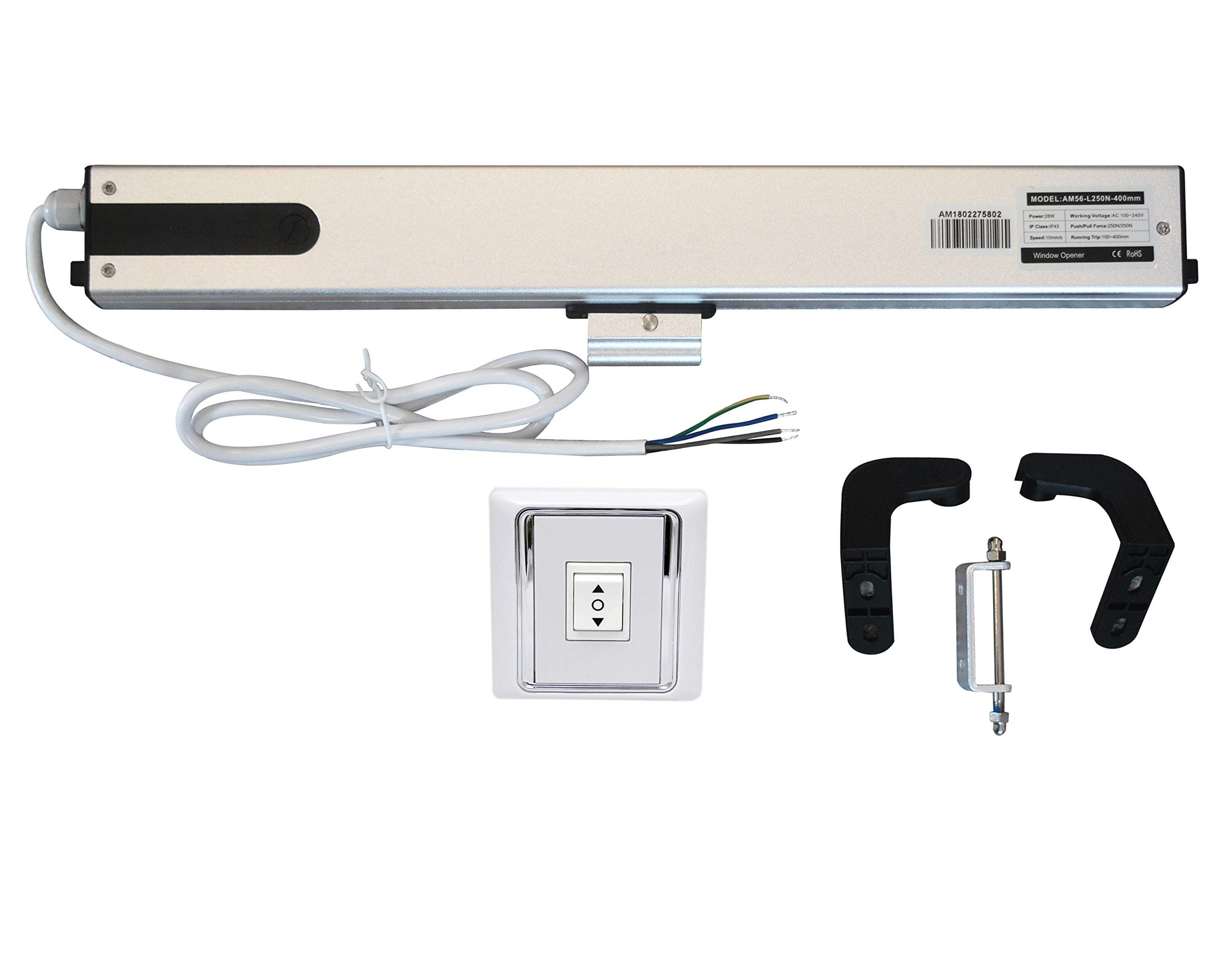 SimpleSmart 10-40cm Adjustable Automatic Power Electric Chain Windows Opener and Window Actuator (110V Motor & Wall Switch)