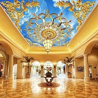 Custom 3D Luxury Style Ceiling Wall Mural Removable 3D Ceiling Self-Adhesive Mural Bedroom Living Room Kids Room Background Wall Mural
