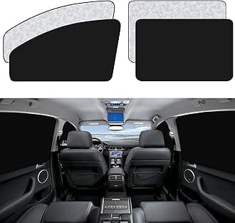 Car Side Window Sun Shades - 4 Pcs Front Rear Magnetic Privacy SunShades Black Silver SUV Windshield Curtain for Baby Kids
