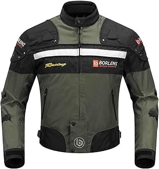 BORLENI Motorcycle Jacket Windproof Motorcycle Full Body Protective Gear CE Armor Suitable for All Seasons,Green,XXL