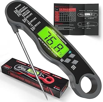 AWLKIM® Instant Read Meat Thermometer Digital - Waterproof Food Thermometer with Backlight for Cooking, Grill, Candy, Kitchen & Stocking Stuffers for Men - GreyGlobal Recycled StandardGlobal Recycled StandardGlobal Recycled Standard
