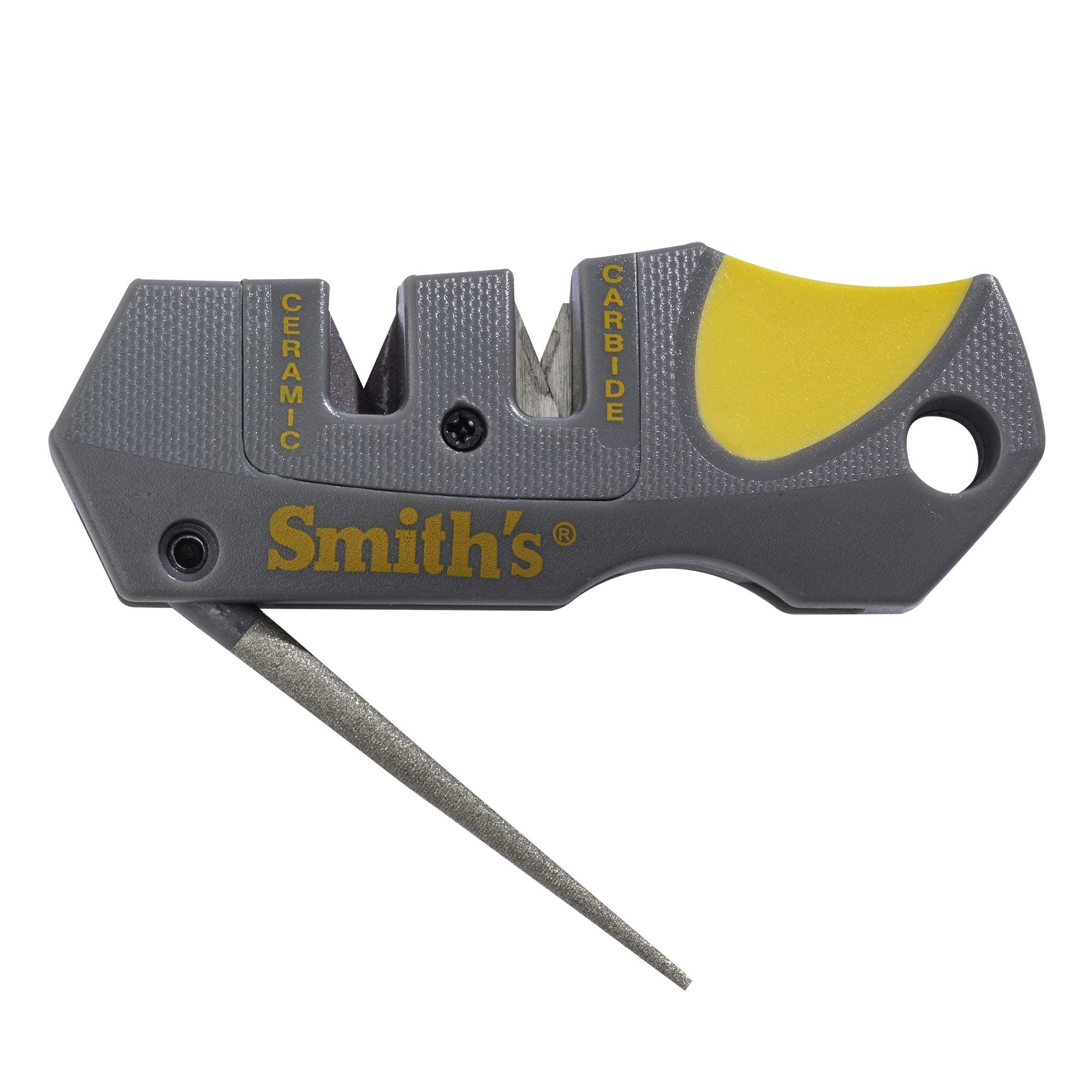 Smith’s Pocket Pal Tactical Knife Sharpener - 2 Stage Sharpener & Diamond Sharpening Rod - Pocket Clip - Outdoor Hunting Knife & Hook Sharpener - Compact & Lightweight