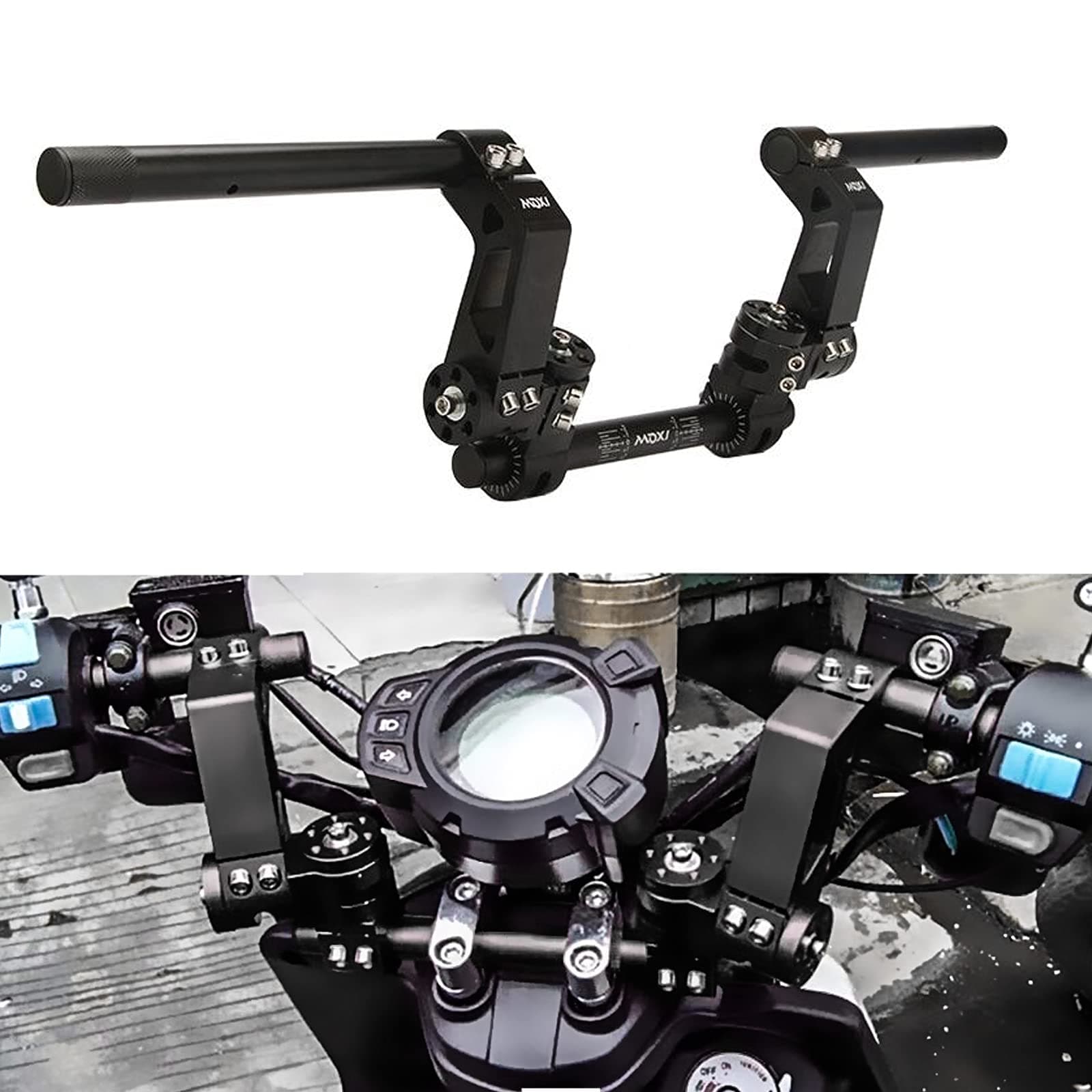 7/8" 22MM Adjustable Motorcycle Handlebars Handle Bar, Detachable Black Steering Hangers Handle Bars System for 125cc Scooter Models 1 Pair