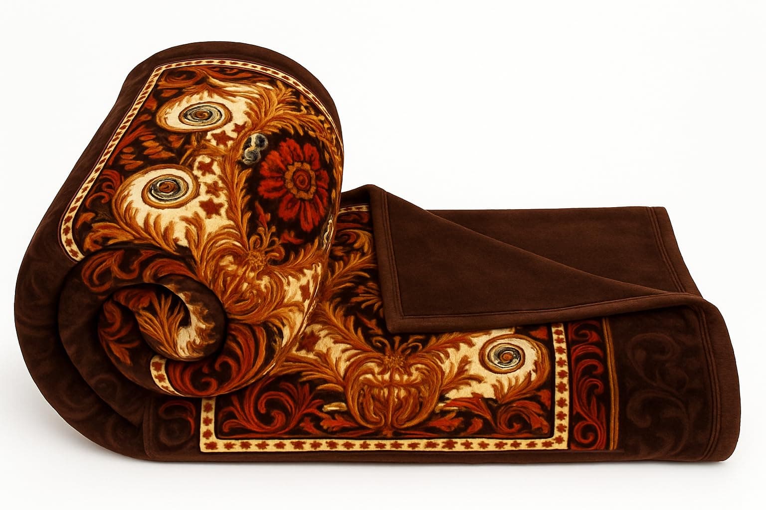 BSB HOME Super Soft Cloudy Printed Double Bed Blanket for Heavy Winter, Single Ply Mink Blanket King Size with 220 x 230 Cm – 2.5 Kg (Multicolour Dark Brown and Beige, Pack of 1)