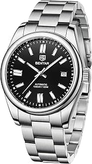 BENYAR 5185 Men's Automatic Watch Stainless Steel Strap Waterproof Luminous Casual Business Sport Analogue Self-Winding Wristwatch Date