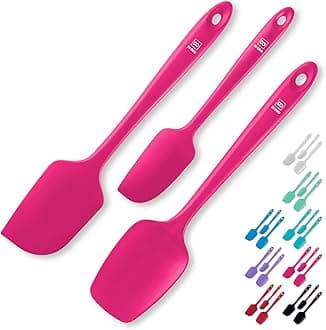 DI ORO Seamless Series 3 Piece Silicone Spatula Set - 600°F Heat Resistant Non Stick Rubber Kitchen Scraper Spatulas for Cooking, Baking, and Mixing – BPA Free and LFGB Certified Silicone (Magenta)