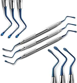 MEDSPO Professional Dental Elevators | Composite Restorative Implants | Luxating Filling | Surgical Root Extraction Spreading | Osteotome Periotome Instruments (Lucas Blue Set of 3)