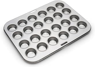 Mini Muffin and Cupcake Pan, 10.5 x 13.75 x 1.5 inches, 24 Cup, Stainless Steel
