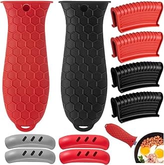Cast Iron Handle Cover, 10 Packs Silicone Pot Holders, Cast Iron Handle Covers Heat Resistant, Non-Slip Pot Handle Covers, for Frying Cast Iron Skillet Metal Pan