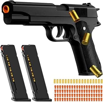 Soft Bullet Toy Gun - Stress Shot with Semi-Automatic Mode, Realistic Shell Ejecting Toy Guns (Black)
