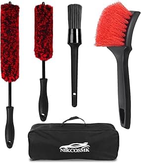 NIKCOSMK Wheel Brush, Wheel & Rim Cleaner Brush, Tire Brush, Wheel Cleaning Brush, Bendable & Durable Car Wheel Brush Set, Car Detailing Brushes, Wheel Brushes for Cleaning Wheels