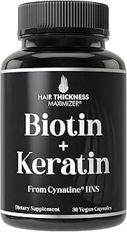 Clinically Proven Keratin + Biotin Hair Growth Supplement. with Cynatine HNS Keratin Clinically Studied for Thicker, Healthier Hair. for Women and Men. Enhanced with Biotin 10000mcg for Max Results