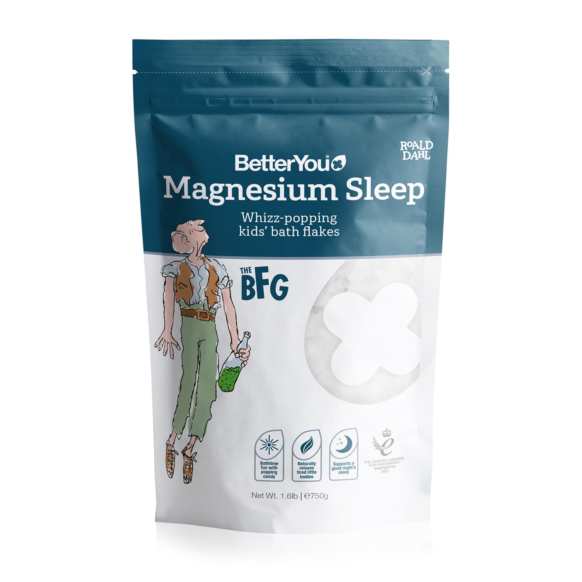 Magnesium Sleep Whizz-Popping Kids' Bath Flakes, Pure Zechstein Magnesium Chloride, Aids Relaxation Before Bedtime, in Partnership with The Roald Dahl Story Company
