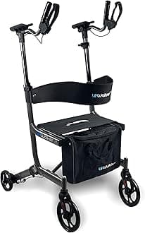 UPWalker EZ The Original Upright Walker – Lightweight Adjustable Rolling Walker - ISO Safety Certified Stand-Up Rollator Walker with Seat, Armrest, Backrest for Seniors