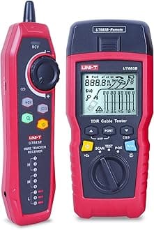 UNI-T Handheld TDR Cable Wire Tester POE Network Cable Length Sequence Detector RJ11 RJ45 LCD Display Adjustable Sensitivity Line Finder (UT685B-Kit)