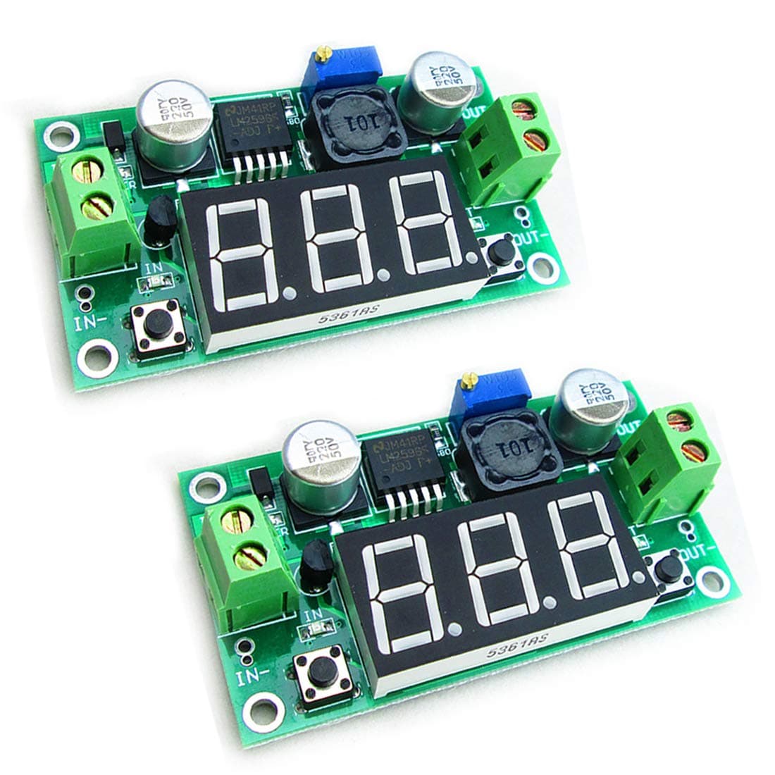 2pcs LM2596 Adjustable DC-DC Step Down Buck Power Convert Module 4.0-40V Input to 1.25-37V Output with LED Voltmeter Display