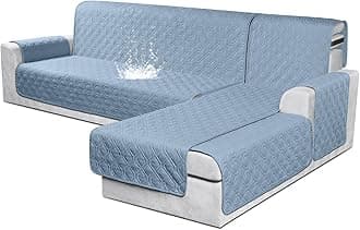 VANSOFY Sectional Couch Covers 100% Waterproof L Shaped Sofa Slipcover 3pcs Reversible Chaise Lounge Cover for Sectional Sofa Furniture Protector Cover for Pets Dog Cat(Large, Azuree)