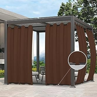Easy-Going Outdoor Curtains Waterproof Windproof Weatherproof Curtain for Patio, Cabana, Porch, Pergola and Gazebo, Grommet Top and Tab Bottom Drape, 1 Panel, 54x120 inch, Brown