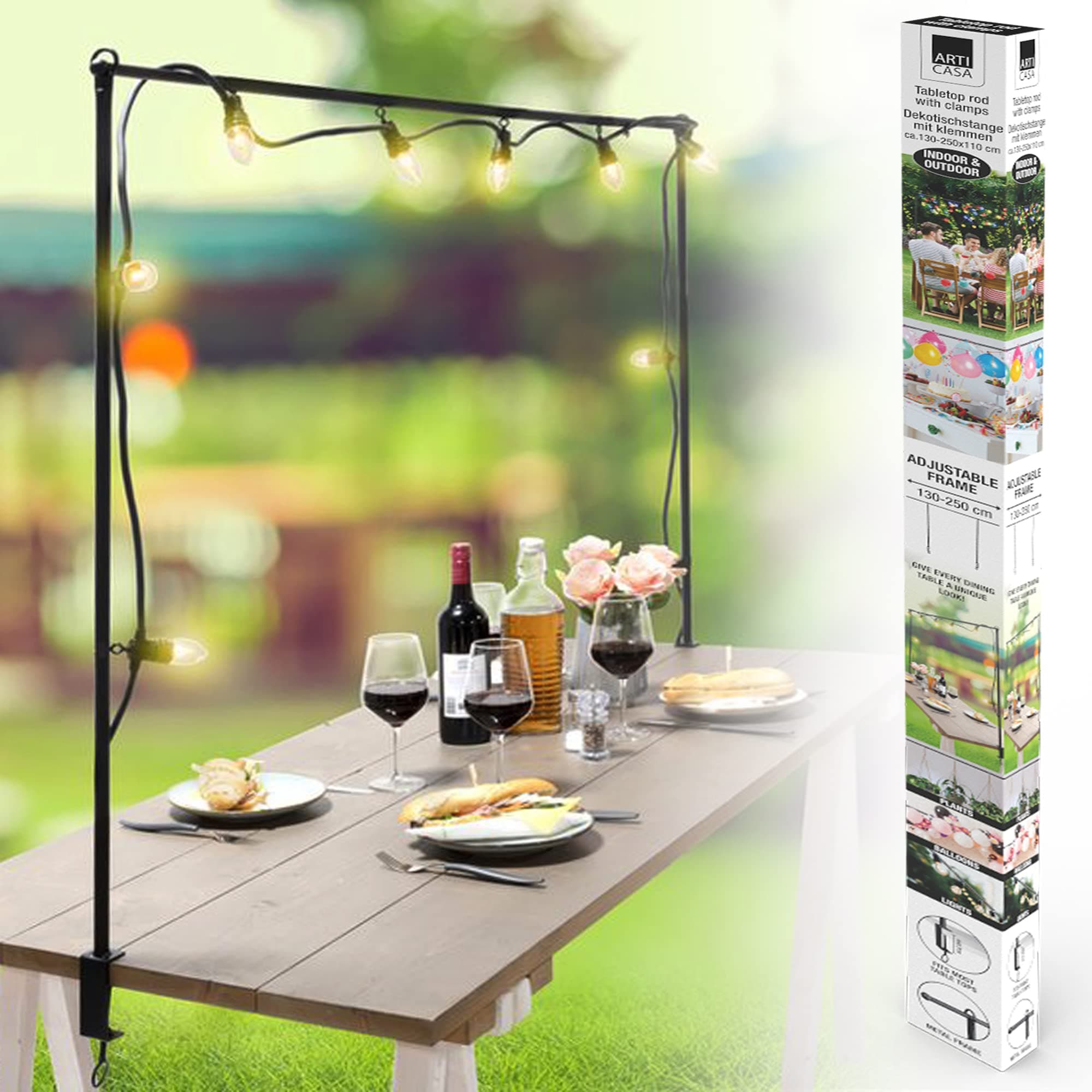 Adjustable Black Metal Over Table Hanging Rack Rail Pole Rod Frame Clamp for Balloons Flowers Lights and Other Decorations