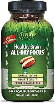 Irwin Naturals Healthy Brain All-Day Focus - 60 Liquid Soft-Gels - Boosts Mental Performance & Promotes Long-Term Brain Health - 30 Servings