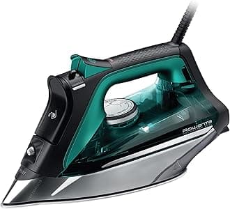 Rowenta, Iron, Pro Master Stainless Steel Soleplate Steam Iron for Clothes, 210 g/min, 400 Microsteam Holes, 1775 Watts, Auto-Off, Ironing, Green Clothes Iron, DW8360
