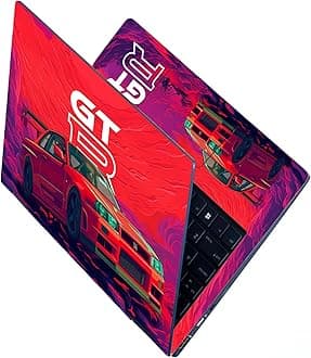 Full Body Laptop Skins Sticker Laminated HD Quality Vinyl fits Upto 15.6 inches Compatible with Dell, Lenovo, Acer, HP, Asus - Nissan GTR Red-Self-Adhesive