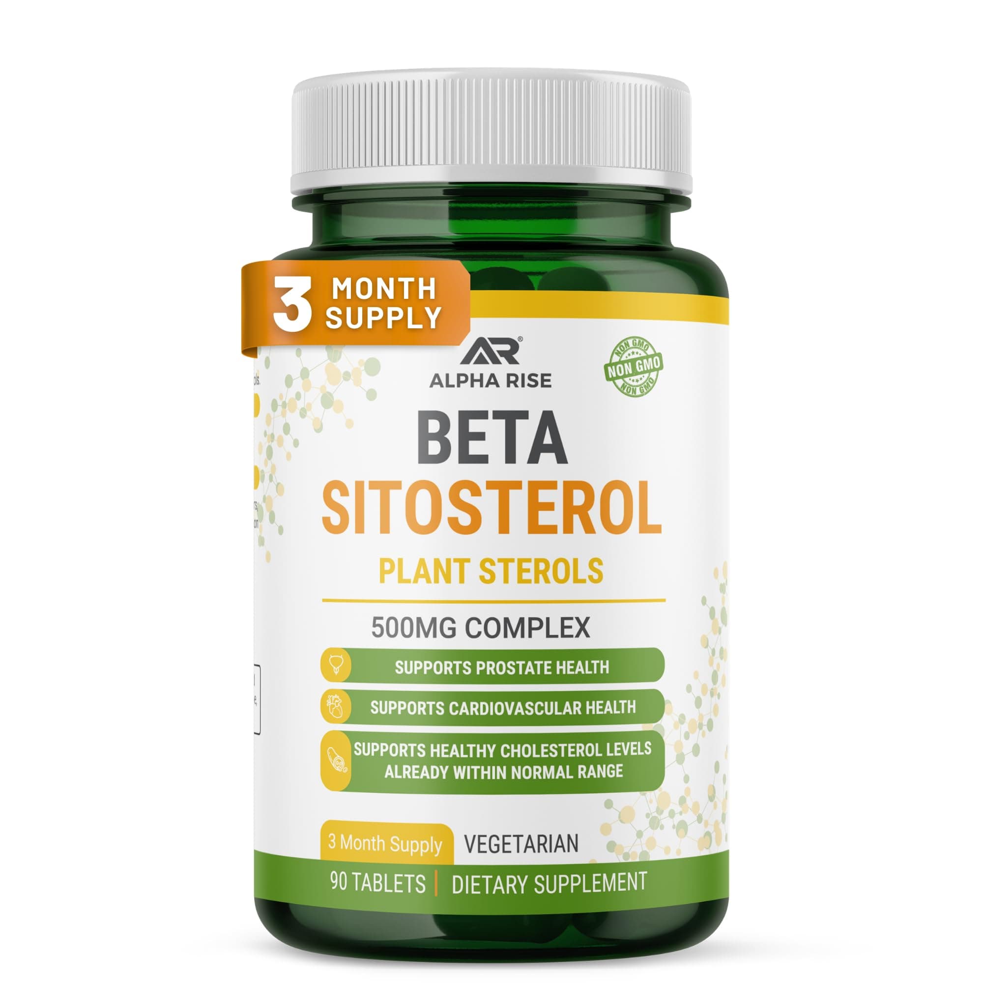 - Beta Sitosterol - 500mg Tablets - Non-GMO - Support Prostate and Healthy Cholesterol Levels - Phytosterols Complex - Natural Plant Sterols and Stanols