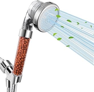 Luxsego Filtered Shower Head, High Pressure Water Saving Showerhead with Filter Beads, 3 Settings Shower Heads with Handheld Spray, Ecowater Spa Showerheads with Hose and Bracket for Dry Hair & Skin