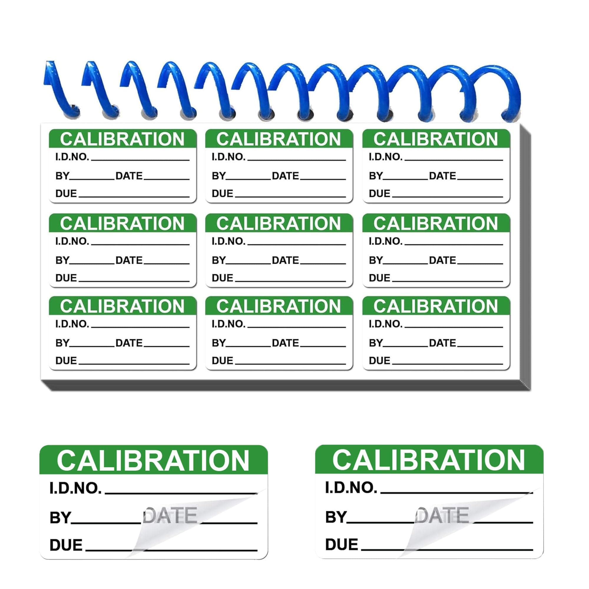 Self Laminating Calibration Labels 1 x 2 Inch - Write-on Calibration Stickers with Spiral Bound Cover for for NIST Calibration, ISO-900 Calibrate Equipment 180 Labels Per Pack (Green, 1 x 2 inch)