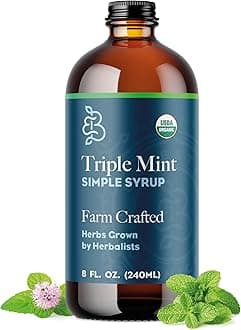 Bluestem Botanicals Organic Triple Mint Simple Syrup, 8 oz, Cocktail and Mocktail Mixer for Drinks, Non-Alcoholic, Peppermint, Spearmint, Chocolate Mint