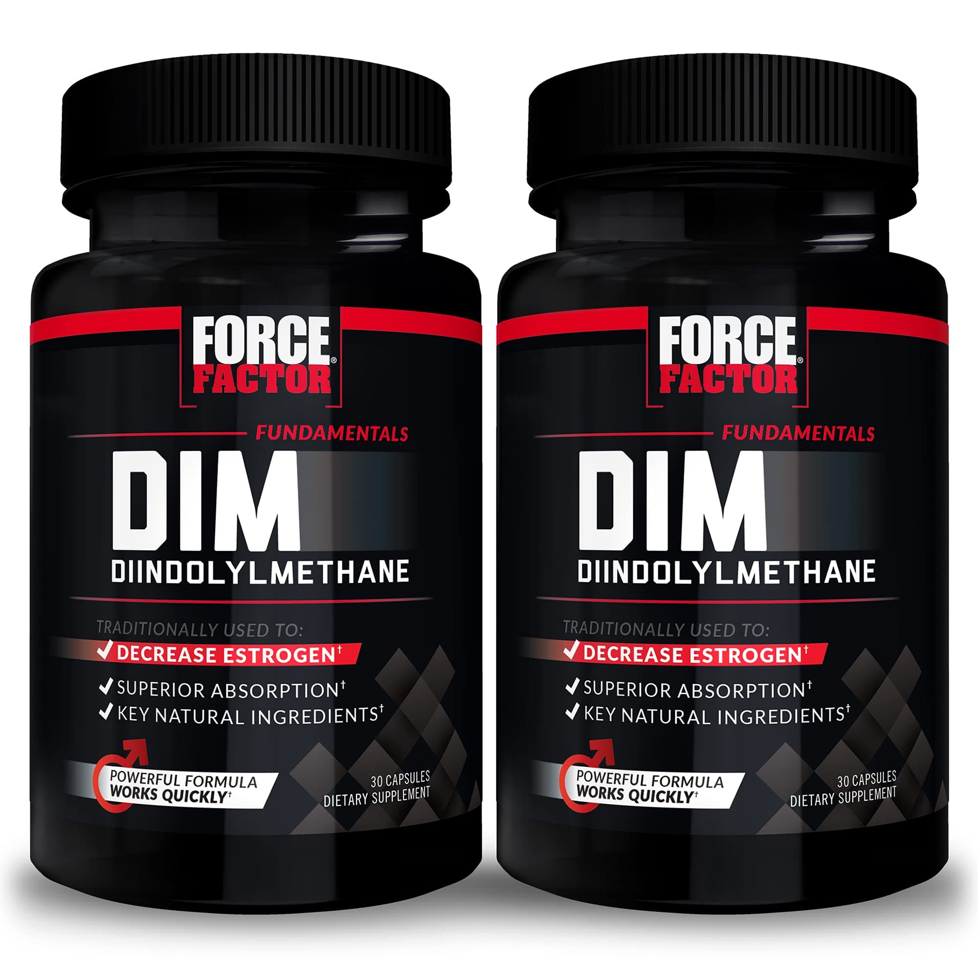 DIM, 2-Pack, Pills to Decrease Estrogen in Men, Diindolylmethane Supplement with Key Natural Ingredients and Superior Absorption, Diindolylmethane 300mg, Works Fast, 60 Capsules