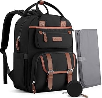 Maelstrom Diaper Bag Backpack,Baby Bag,23L-30L Expandable Diaper Backpack for Mom Dad,Travel Essentials Baby Bag with Changing Pad&Stroller Clips & Pacifier Bag,Black