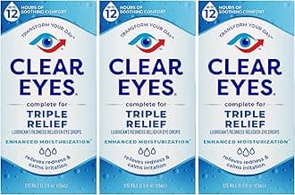 Clear Eyes Triple Relief Eye Drops, 0.5 Fl Oz, Pack of 3
