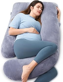 momcozy Pregnancy Pillows for Sleeping, U Shaped Full Body Maternity Pillow with Removable Cover - Support for Back, Legs, Belly, HIPS for Pregnant Women, 57 Inch Pregnancy Pillow for Women, Grey