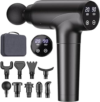cotsoco Massage Gun Deep Tissue, Muscle Massage Gun with 9 Attachment Heads 20 Speeds & Silent Brushless Motor for Pain Relief, Handheld Percussion Back Massager Gun for Athletes (Black)