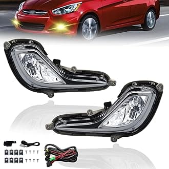Boxlight Fit For 2012-2017 Hyundai Accent Pair Fog Lights Bumper Lamps Full Kit with Switch and Harness (Clear Lens)
