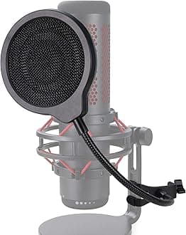 YOUSHARES QuadCast Pop Filter - Metal Windscreen For HyperX QuadCast Microphone (4 Inch 3 Layers), Professional Mic Pop Screen