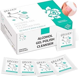 Nail Cleanser Pads, 200 Pack Alcohol Prep Pads Nail Cleanser Wipes Remove Tacky Residue, Lint-free Glossy Wipes for Acrylic/Builder/Gel Polish Travel Individually Wrapped for Perfect Manicure