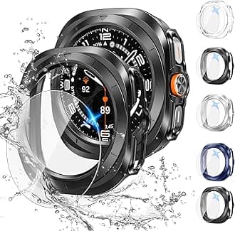 Tensea [5+5Pack for Samsung Galaxy Watch Ultra 2025 / Galaxy Watch 7 Ultra 2024 47mm Accessories, Hard PC Bumper/HD Anti-Fog Tempered Glass Protective Film, Face Cover Set for Women Men