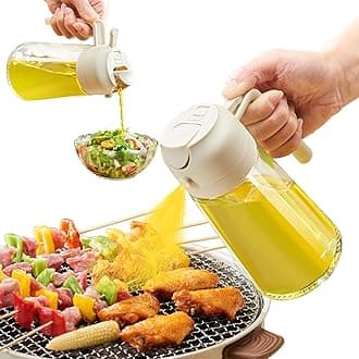 ParaCity Oil Sprayer for the Kitchen, 500 ml Oil Spray Bottle, 2-in-1 Oil Sprayer Can Oil Spray and Pouring for Cooking, Kitchen, Grilling, Hot Air Fryer, Salad, Baking (White)