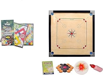 WRF Superior Matte Finish Practice Carrom Board for Serious Professional Practice with Coins Striker and Powder Black New (26 Inch Carrom with Vixen Ludo Wr-03)