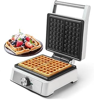 UVFAST waffles maker 2 slice, large square belgian waffle maker, non stick waffle plate anti overflow, thick waffle maker for breakfast that makes waffles in minutes,
